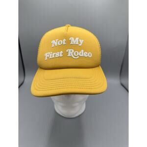 Mighty Fine “Not My First Rodeo” Trucker Hat Yellow Mesh Snapback Cap